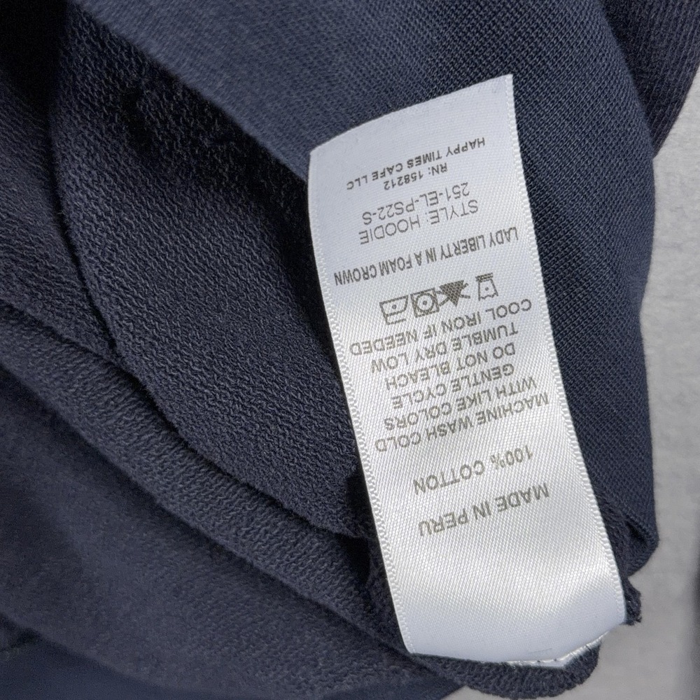 Eckhaus Latta Hoodie Mens Medium Blue Brown Pullover Fleece Sweatshirt Logo - Picture 8 of 11